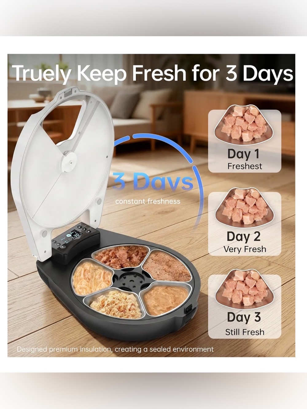 NIB - Automatic Wet Food Cat Feeder, 3 Days Freshness 5 Meals Cat Food Dispenser - Picture 4 of 8